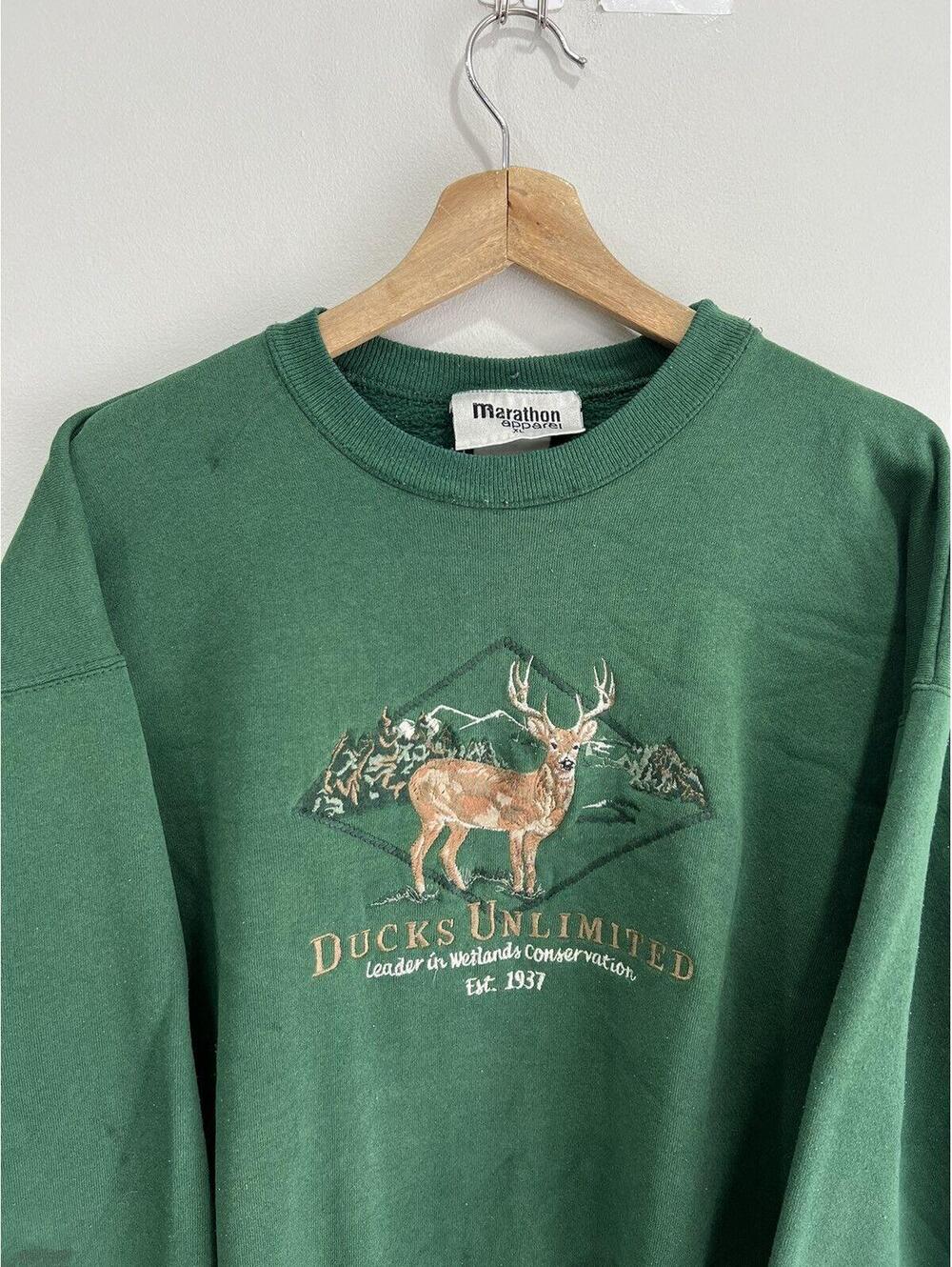 Vintage Ducks Unlimited Forest Green Sweater deer - Picture 2 of 5